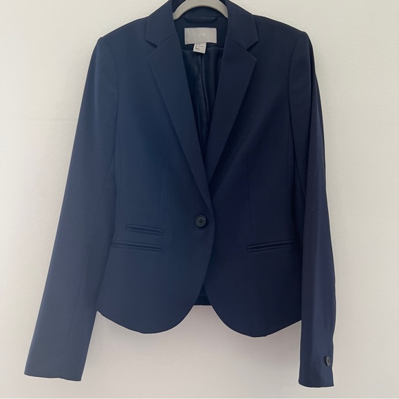 H&M Navy Blue Blazer Size 4 - Picture 1 of 8